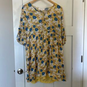 Yellow, blue, white, beige floral dress Superfoxx